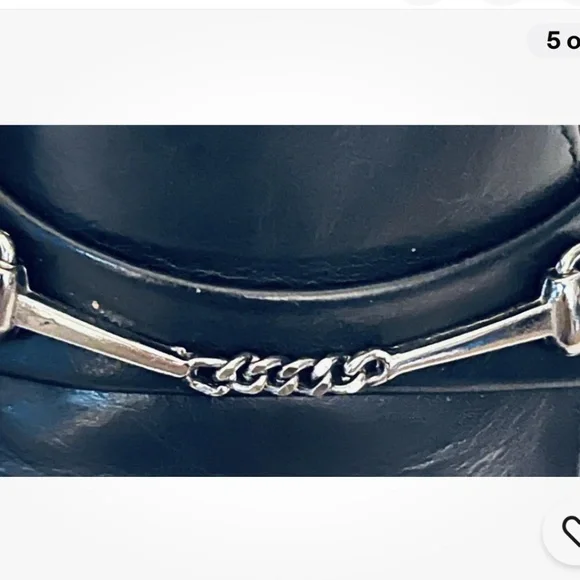 Etienne Aigner high life heels navy leather silver buckles pumps - Picture 2 of 9